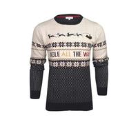 Xact Mens Christmas/Xmas Jumper 'Jingle Crew' (Ecru/Navy) XXXL