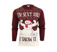 Xact Mens Christmas/Xmas Jumper - Sexy Snowman (Burgundy) S