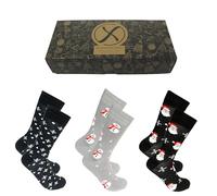 Xact Mens Christmas Xmas Socks Gift Box - UK 7-11 (3-Pack) (Black/Navy/Grey) One Size