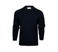 Xact Mens Chunky Fisherman Knit Jumper, Crew Neck, Raglan Sleeve
