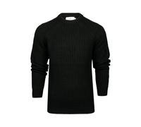 Xact Men's Chunky Fisherman Knit Jumper, Crew Neck, Raglan Sleeve (Black) XXL