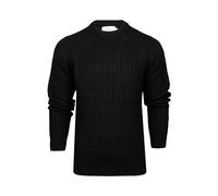 Xact Men's Chunky Fisherman Knit Jumper, Crew Neck, Raglan Sleeve (Black) M