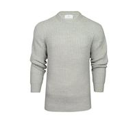 Xact Men's Chunky Fisherman Knit Jumper, Crew Neck, Raglan Sleeve (Light Grey) XXL