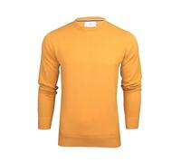Xact Men's Classic Fine Knit 100% Cotton Crew Neck Jumper, Smart Casual Sweater for Everyday Wear (Mustard) XXL