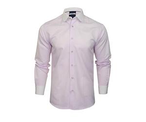 Xact Men's Club/Penny Collar Shirt - White Contrast Collar & Cuffs (Herringbone Lilac) M