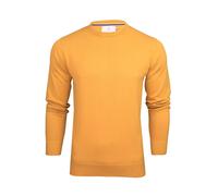 Xact Men’s 100% Cotton Premium 12-Gauge Knit Crew Neck Jumper - Lightweight Soft Pullover Sweater for Smart Casual (Mustard) XXL