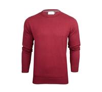 Xact Men's Classic Fine Knit 100% Cotton Crew Neck Jumper, Smart Casual Sweater for Everyday Wear (Burgundy) XXL
