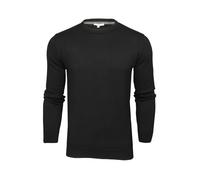 Xact Men's Classic Fine Knit 100% Cotton Crew Neck Jumper, Smart Casual Sweater for Everyday Wear (Black) XL