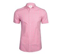 Xact Mens Cotton Gingham Check Shirt, Button-Down Collar, Short Sleeved (Pink) M