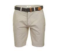 Xact Mens Cotton Oxford Chino Shorts with Belt, Regular Fit (Oxford Stone) 32