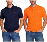 Xact Men's Cotton Stretch Pique Polo T-Shirt, Short Sleeve 3 Button Collar, Embroidered Logo, Smart Casual Golf Wear - 2Pk-C (SkyCptNvy-GldnPppyOrng) XL