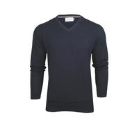 Xact Men’s 100% Cotton Premium 12-Gauge Knit V-Neck Jumper - Lightweight Soft Vee Neck Pullover Sweater for Smart Casual (Navy) XXL