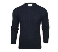 Xact Men's Crew Neck Cable Knit Jumper (Navy) XL