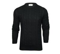 Xact Men's Crew Neck Cable Knit Jumper (Black) XL