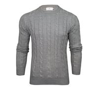 Xact Men's Crew Neck Cable Knit Jumper (Mid Grey Marl) XL