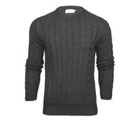 Xact Men's Crew Neck Cable Knit Jumper (Dark Charcoal Marl) S