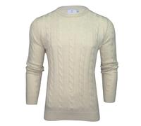 Xact Men's Crew Neck Cable Knit Jumper (Oat Grey Marl) L