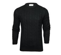 Xact Men's Crew Neck Cable Knit Jumper (Black) XXXL
