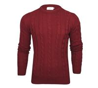 Xact Men's Crew Neck Cable Knit Jumper (Burgundy) L
