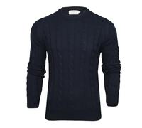 Xact Men's Crew Neck Cable Knit Jumper (Navy) S