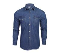Xact Mens Denim Shirt 6.6oz Long Sleeve Slim Fit Cotton Western Casual