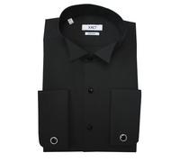 Xact Men's Formal Tuxedo/Dress Shirt with Double Cuff and Cuff Links (Black - Wing Collar - Black Buttons) 14 1/2"