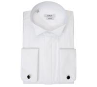 Xact Men's Formal Tuxedo/Dress Shirt with Double Cuff and Cuff Links (White - Wing Collar - Pleated Fly Front) 19"