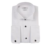 Xact Men's Formal Tuxedo/Dress Shirt with Double Cuff and Cuff Links (White - Wing Collar - Black Buttons) 17 1/2"