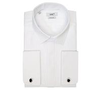 Xact Men's Formal Tuxedo/Dress Shirt with Double Cuff and Cuff Links (White - Standard Collar - Pleated Fly Front) 14"