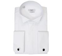 Xact Men's Formal Tuxedo/Dress Shirt with Double Cuff and Cuff Links (White - Wing Collar - Pleated Fly Front) 19"