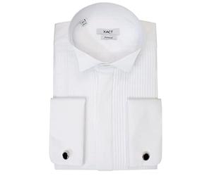 Xact Men's Formal Tuxedo/Dress Shirt with Double Cuff and Cuff Links (White - Wing Collar - Pleated Fly Front) 20 1/2"