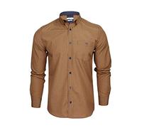 Xact Men's Gingham Check Shirt with Button-Down Collar - Long Sleeved (Apricot/Navy) XXL