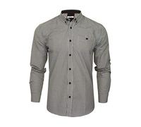 Xact Men's Gingham Check Shirt with Button-Down Collar - Long Sleeved (Black/White) XL