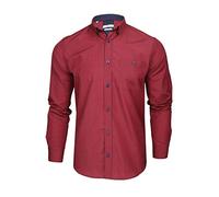 Xact Men's Gingham Check Shirt with Button-Down Collar - Long Sleeved (Chilli Red/Navy) M