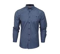 Xact Men's Gingham Check Shirt with Button-Down Collar - Long Sleeved (Denim Blue/Navy) XL