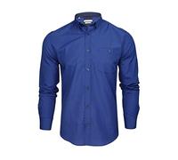 Xact Men's Gingham Check Shirt with Button-Down Collar - Long Sleeved (Electric/Navy) M