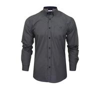 Xact Men's Gingham Check Shirt with Button-Down Collar - Long Sleeved (Grey/Navy) XXL