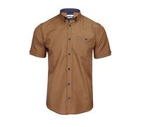 Xact Men's Gingham Check Shirt with Button-Down Collar - Short Sleeved (Apricot/Navy) XXXL