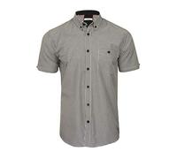 Xact Men's Gingham Check Shirt with Button-Down Collar - Short Sleeved (Black/White) L