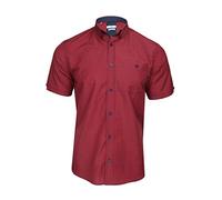 Xact Men's Gingham Check Shirt with Button-Down Collar - Short Sleeved (Chilli Red/Navy) S
