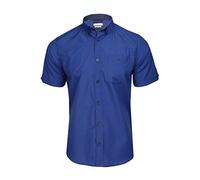 Xact Men's Gingham Check Shirt with Button-Down Collar - Short Sleeved (Electric/Navy) M