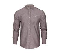 Xact Mens Grandad Collar Nehru Oxford Shirt 'Gustus' Long Sleeved - Slim Fit (Light Burgundy) XXL