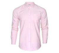 Xact Mens Grandad Collar Nehru Oxford Shirt 'Gustus' Long Sleeved - Slim Fit (Soft Pink) S