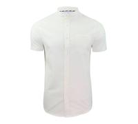 Xact Men's Grandad Collar Oxford Shirt Slim Fit Short Sleeved (White) XXXL