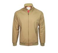 Xact Men's Soft Cotton Harrington Bomber Jacket - Classic Mod Retro Style, Tartan Check Lining, Regular Fit, Lightweight Spring Autumn & Fall Car Coat (Stone) L