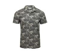 Xact Men's Cuban Collar Hawaiian Shirt - Short Sleeved (Navy) L