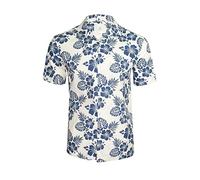 Xact Men's Hawaiian Shirt 100% Cotton Short Sleeve Cuban Camp Collar Floral Tropical Print Summer Holiday Beach Regular Fit (Chambal - Bright White) M