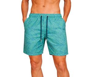 Xact Men's Hawaiian Swim Board Surfing Shorts, Zip Pockets, Mesh Brief Lining, Quick Dry (Leaf Green -138) M