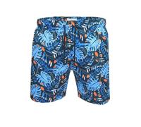 Xact Men's Hawaiian Swim Board Surfing Shorts, Zip Pockets, Mesh Brief Lining, Quick Dry (Navy/Blue - 143) S
