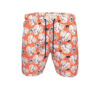 Xact Men's Hawaiian Swim Board Surfing Shorts, Zip Pockets, Mesh Brief Lining, Quick Dry (Orange - 106) XL
